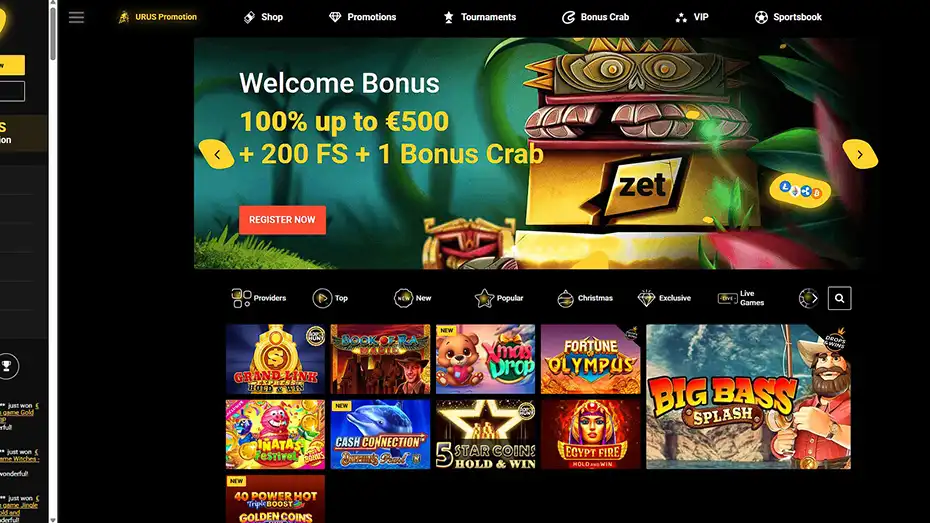 ZetCasino login and registration form