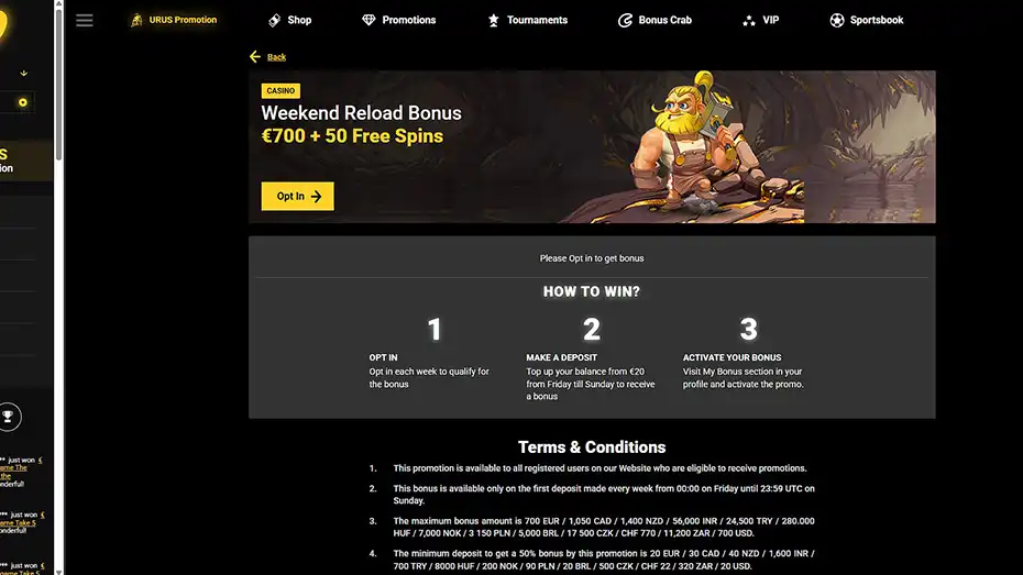 ZetCasino weekend reload bonus 700 EUR and 50 free spins