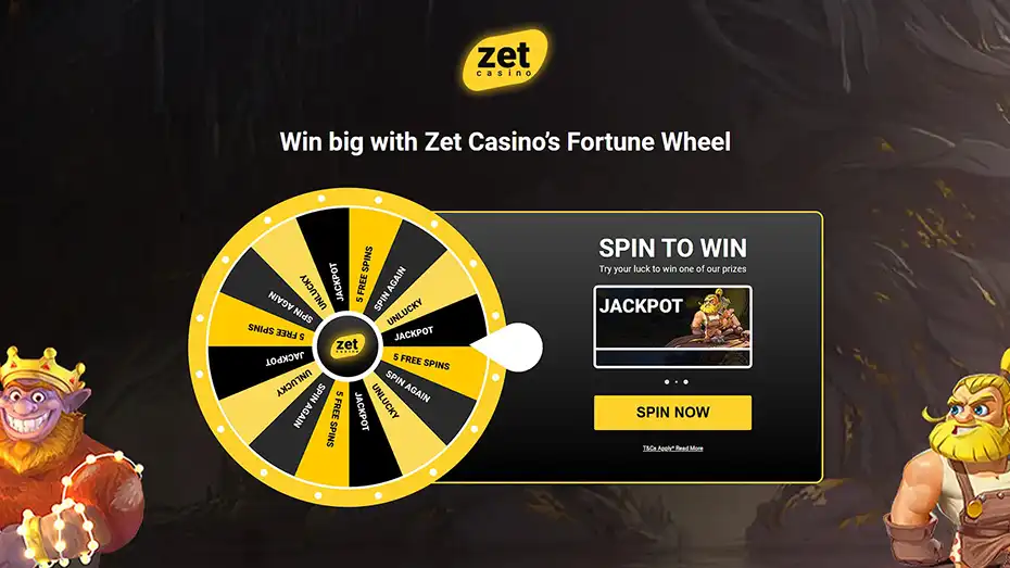 ZetCasino bonus code fortune wheel rewards